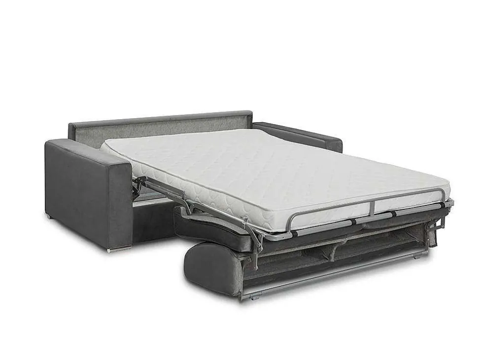 Driezits Express Bedbank Van Fluweel Calito - Antraciet - Tweepersoonsbed 140 Cm - Matras 14 Cm