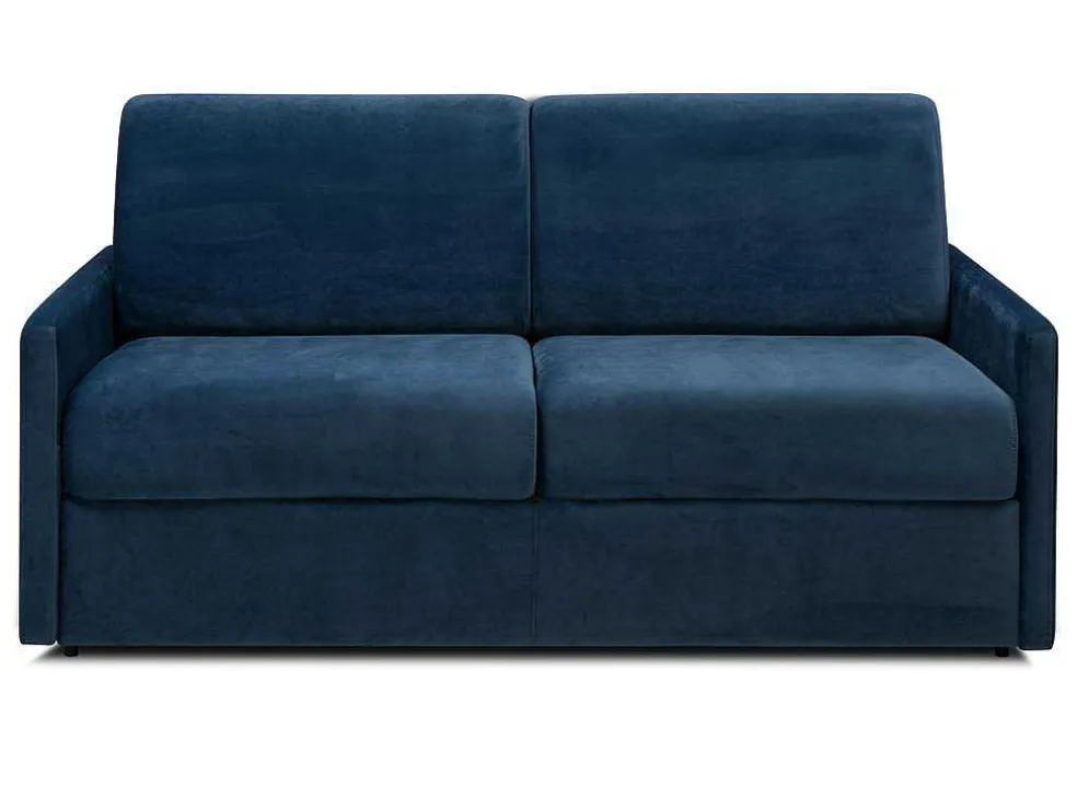 Driezits-Expressbedbank Van Fluweel Calife - Nachtblauw - Slaapruimte 140 Cm - Matras 14 Cm