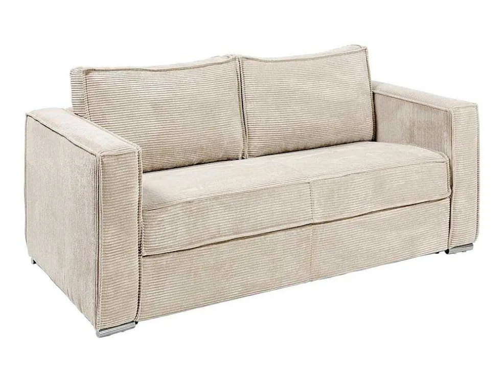 Driezits Express Slaapbank Van Ribfluweel - Beige - Loreto