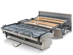 Driezits Express Slaapbank Van Stof Vizir - Blauw - Slaapafmeting Met Brede Latten 140 Cm - Matras 18 Cm