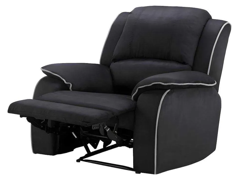 Driezits Relaxbank En Relaxfauteuil Van Microvezel Hernani - Zwart