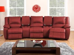 Driezits Relaxbank En Relaxfauteuil Van Leer Aroma - Rood