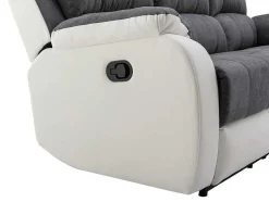 Driezits-Relaxbank Van Microvezel En Grijs En Wit Kunstleer Brody