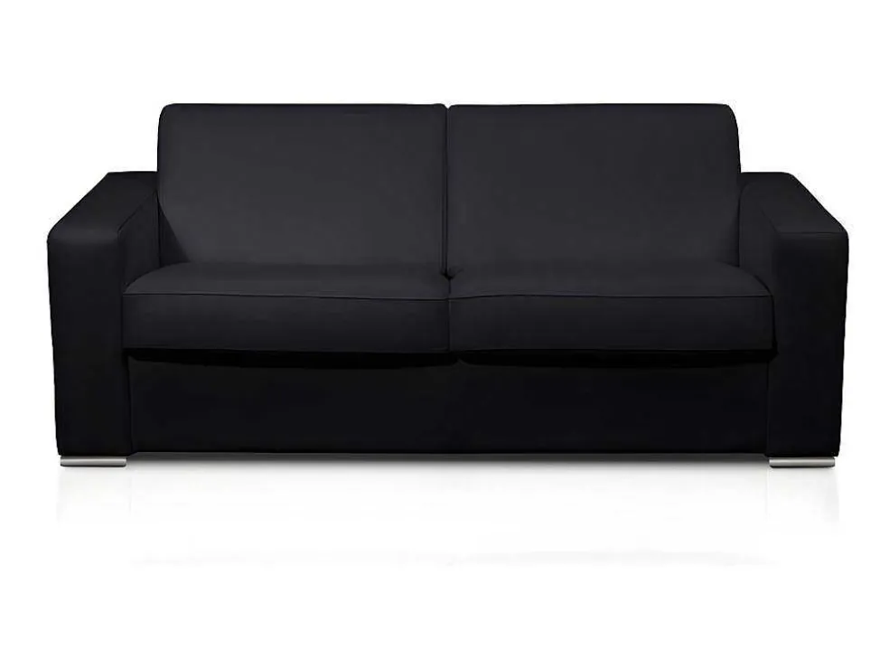 Driezits Slaapbank 100% Buffelleer Delectea Ii - Zwart