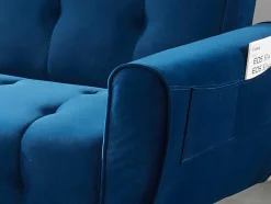 Driezits-Slaapbank Van Fluweel Polani - Antraciet