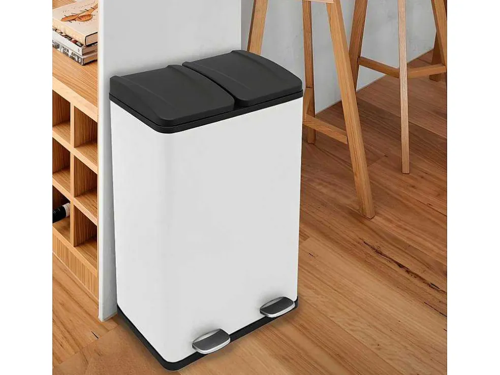 Dubbele Pedaalemmer 60 L - Wit