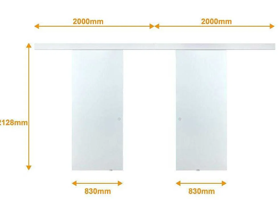 Dubbele Schuifdeur In Opbouw - H205 X L166 Cm - Gehard Glas - Alina