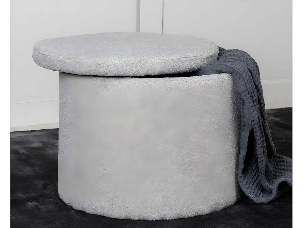 Dunken Poef, Hocker Met Opbergruimte O51Cm Teddystof Bruin.