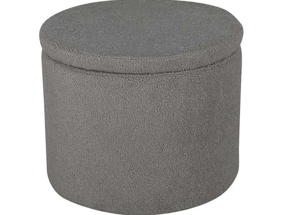 Dunken Poef, Hocker Met Opbergruimte O51Cm Teddystof Bruin.