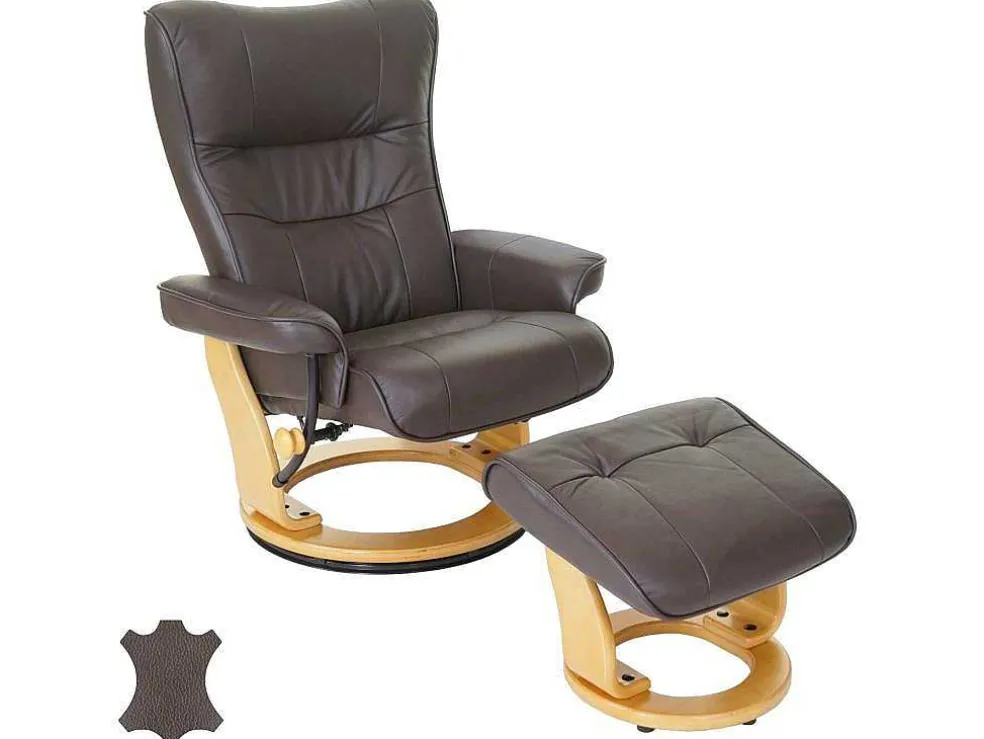 Edmonton Fauteuil Met Kruk, Bruin, Naturel Bruin