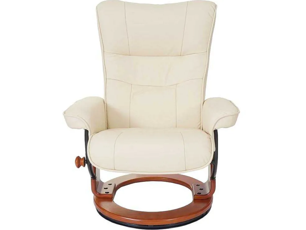 Edmonton Fauteuil Met Kruk, Creme, Honingkleurig