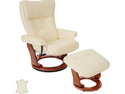 Edmonton Fauteuil Met Kruk, Creme, Honingkleurig