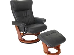 Edmonton Fauteuil Met Kruk, Zwart, Honingkleurig