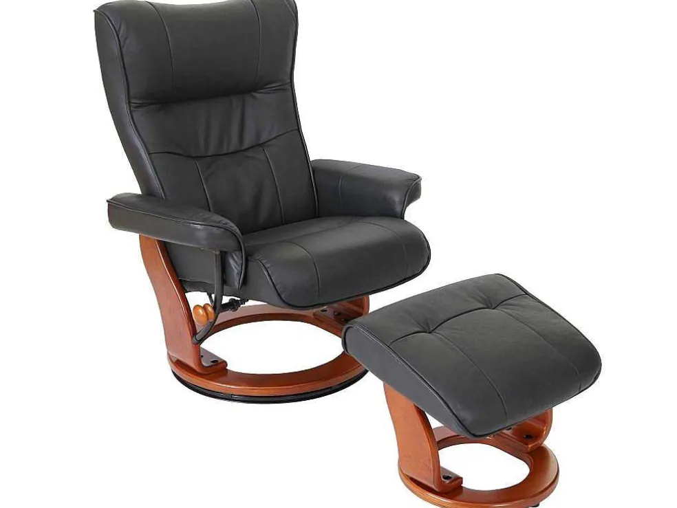 Edmonton Fauteuil Met Kruk, Zwart, Honingkleurig