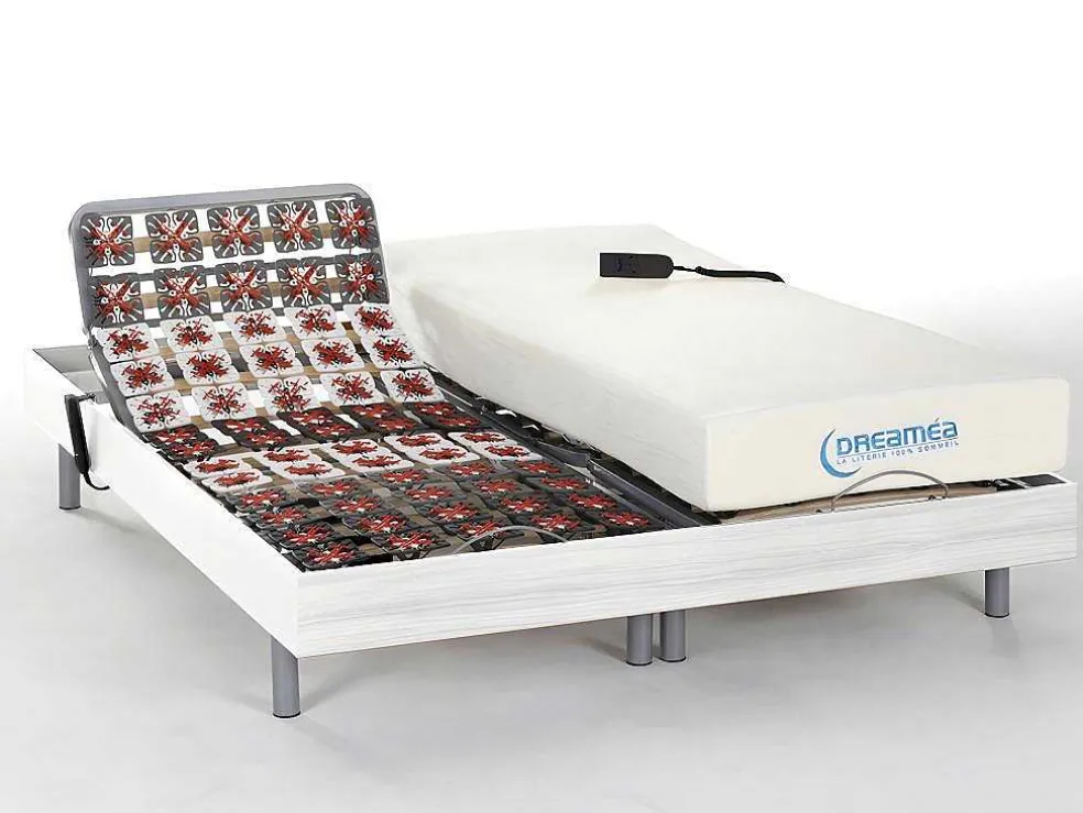 Elektisch Relaxbed Met Contactplaatjes En Matras Met Vormgeheugen Hesiode Iii Van Dreamea - Okin-Motors - Wit - 2 X 70 X 190 Cm