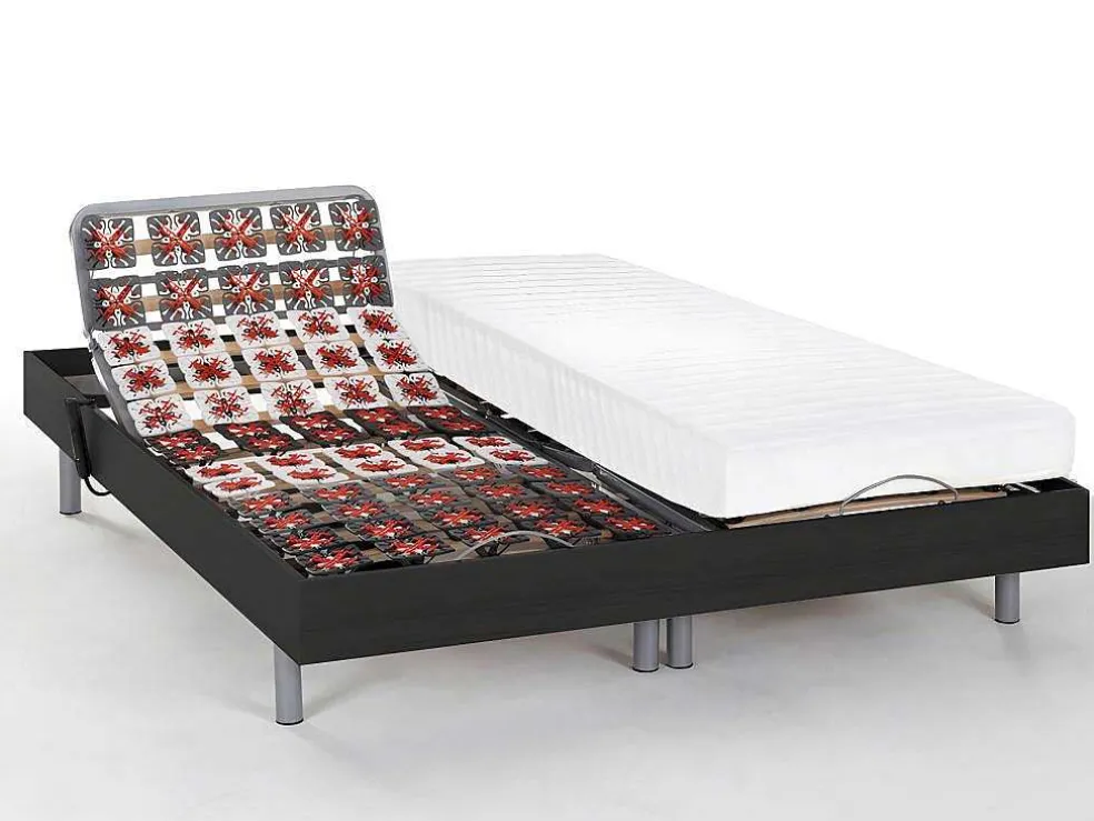 Elektrisch Bed Bedbodem En Matras Latex-Instap Cassiopee Iii Van Dreamea - Zwart - Motoren Okin - 2X80X200 Cm