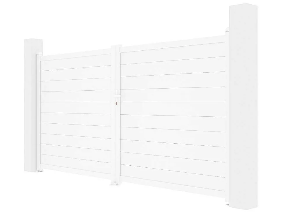 Elektrische Draaipoort Van Aluminium L355 X H181 Cm Wit - Nazario