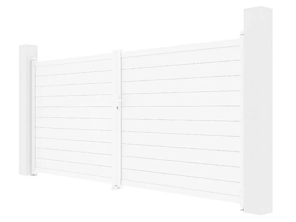Elektrische Draaipoort Van Aluminium L397 X H181 Cm Wit - Nazario