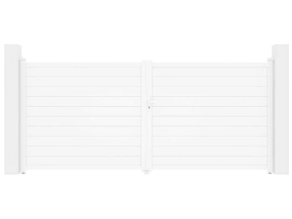 Elektrische Draaipoort Van Aluminium L397 X H181 Cm Wit - Nazario