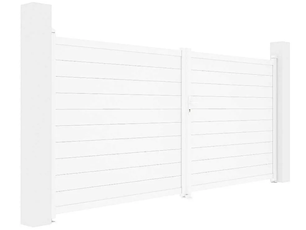 Elektrische Draaipoort Van Aluminium L397 X H181 Cm Wit - Nazario