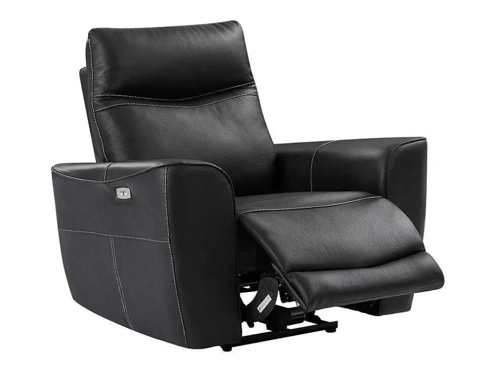 Elektrische Relax-Driezitsbank En -Fauteuil Van Zwart Vaarsleer Damon