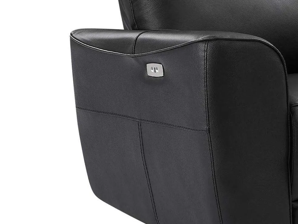 Elektrische Relax-Driezitsbank En -Fauteuil Van Zwart Vaarsleer Damon