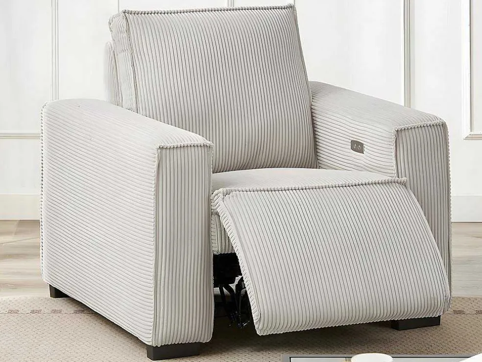 Elektrische Relaxfauteuil Van Lichtgrijs Ribfluweel Amelio