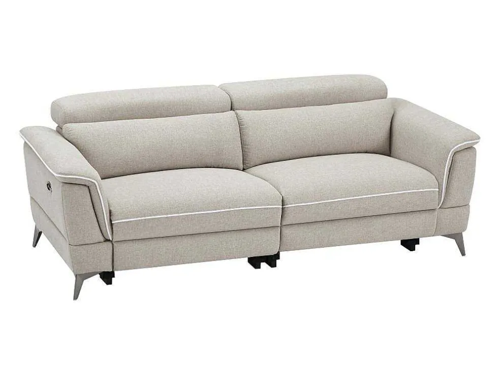 Elektrische Relax-Zitbank Met 3 Plaatsen In Beige Stof Macari