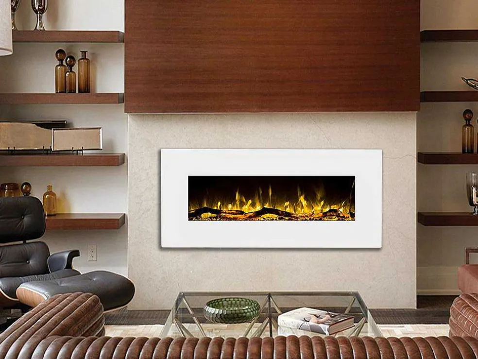 Elektrische Sfeerhaard Lalita - L110 X D14 X H49 Cm - Wit