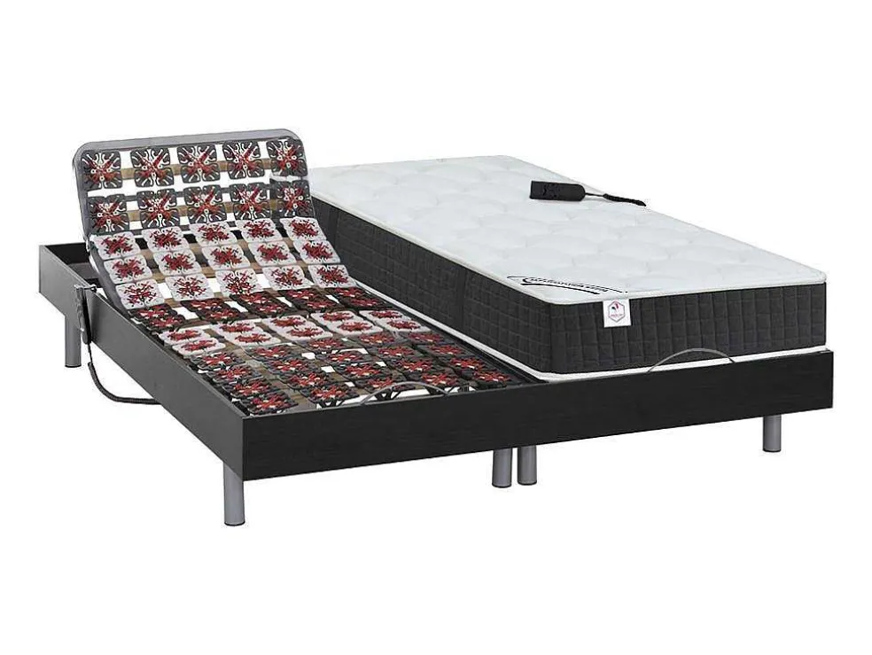 Elektrisch Relaxbed Met Pocketveren En Vormgeheugenmatras Phanes Van Dreamea - Okin Motoren - Zwart 2 X 90 X 200 Cm