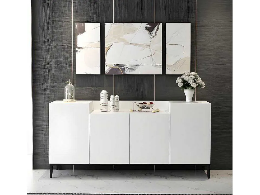 Ellaria Multifunctioneel Kabinet, Wit, Zwart, 160X42X75 Cm, Epikasa