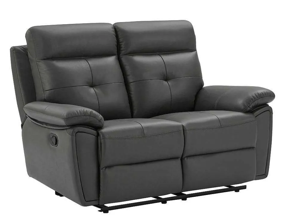 3- En 2-Zits-Relaxbank Van Grijs Leer Vineta