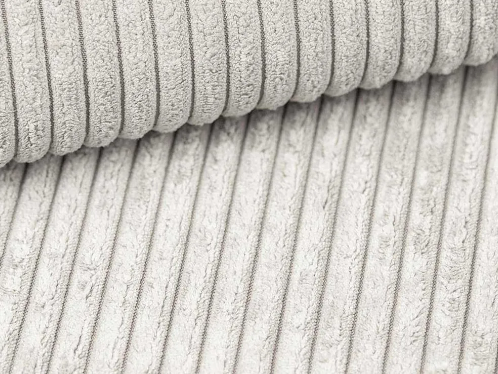 Express-Driezitsslaapbank Van Beige Ribfluweel - Bed Met Brede Latten 140 Cm - Matras 18 Cm - Mondovi