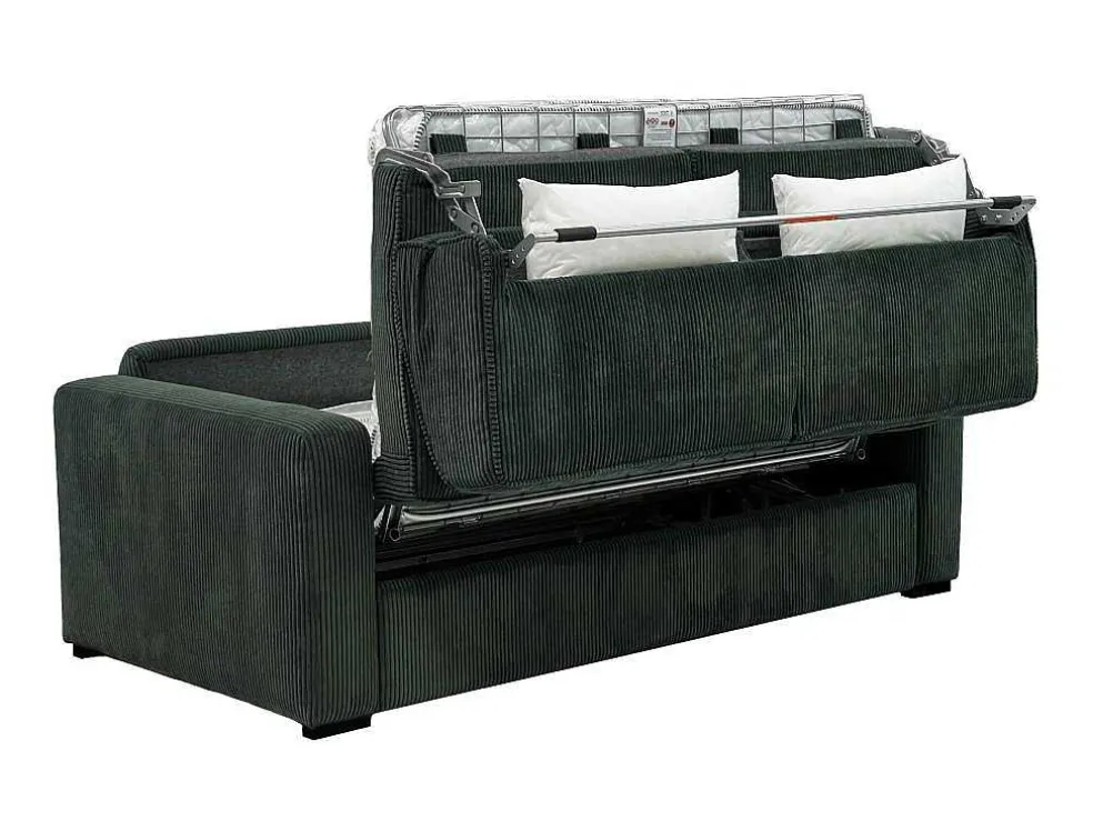 Express-Vierzitsslaapbank Van Groen Ribfluweel - Bed 160 Cm - Matras 18 Cm - Mondovi