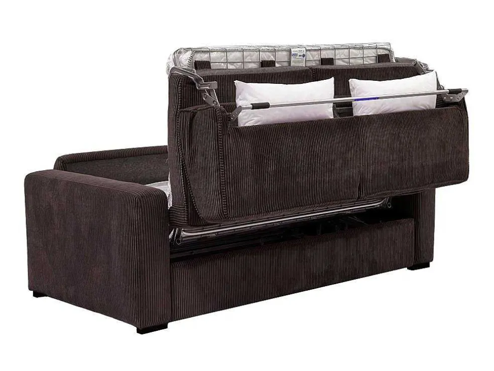 Express-Vierzitsslaapbank Van Bruin Ribfluweel - Bed 160 Cm - Matras 18 Cm - Mondovi