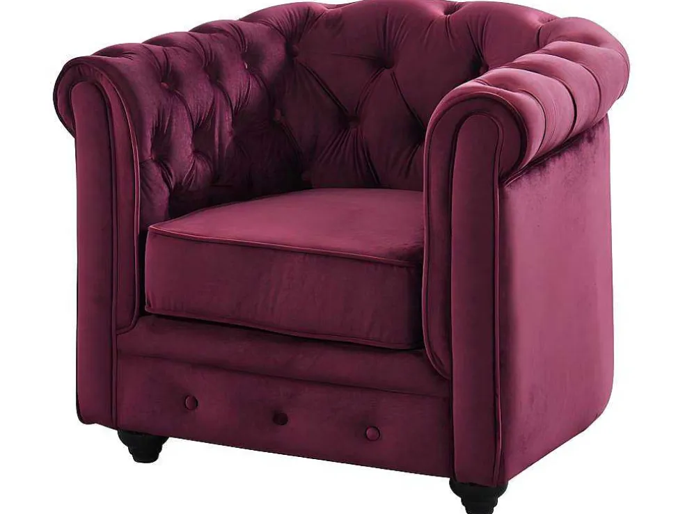 Fauteuil Chesterfield - Fluweel Paars