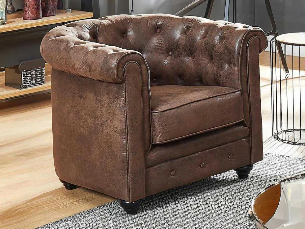 Fauteuil Chesterfield Van Microvezel Met Vintage Look