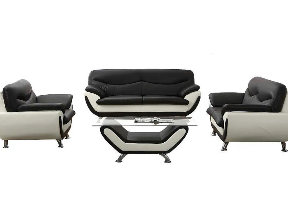 Fauteuil Indice Van Kunstleer - Tweekleurig Zwart En Wit