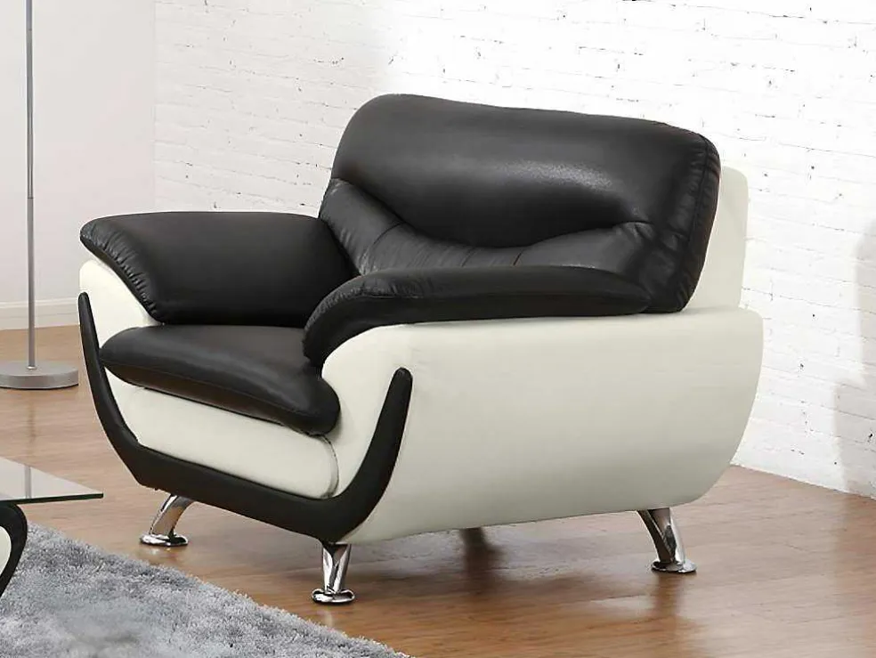 Fauteuil Indice Van Kunstleer - Tweekleurig Zwart En Wit