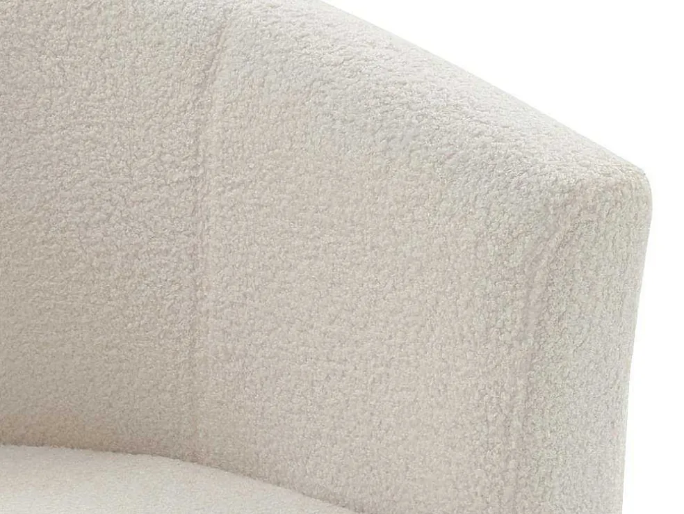 Fauteuil Met Holle Rugleuning En Poef In Witte Bouclestof Jovana