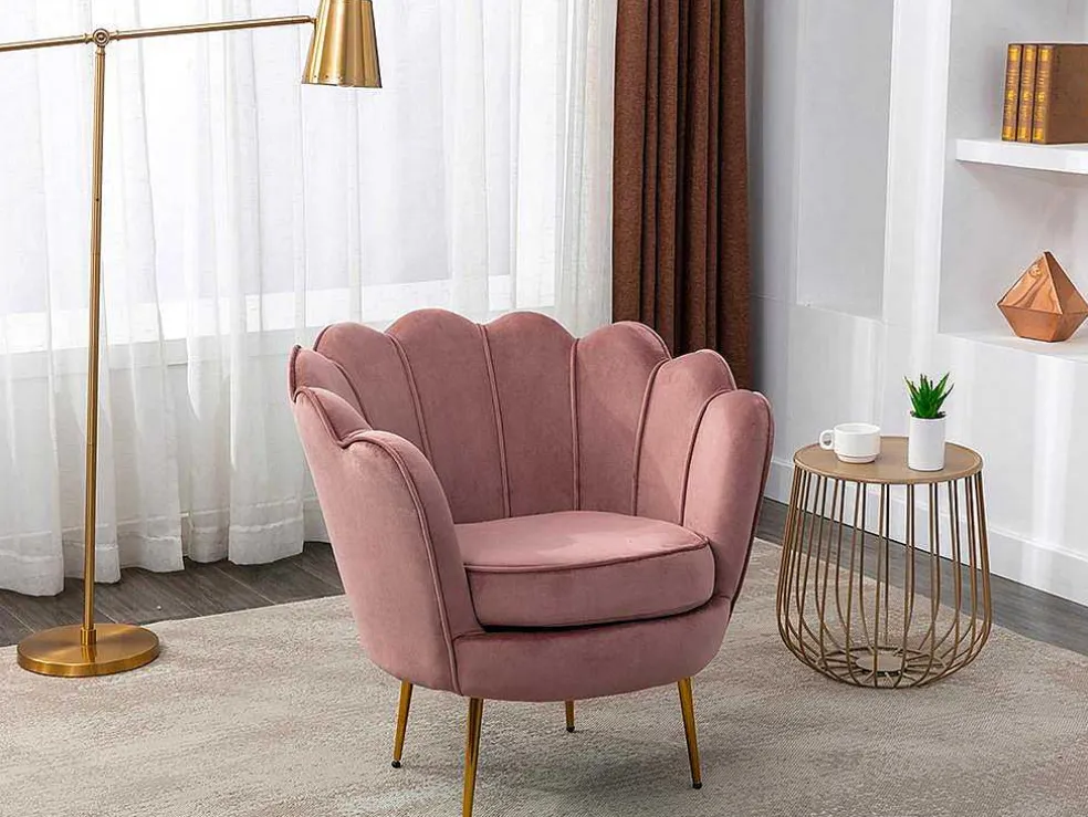 Fauteuil Van Fluweel Dandelion - Roze - Van Pascal Morabito