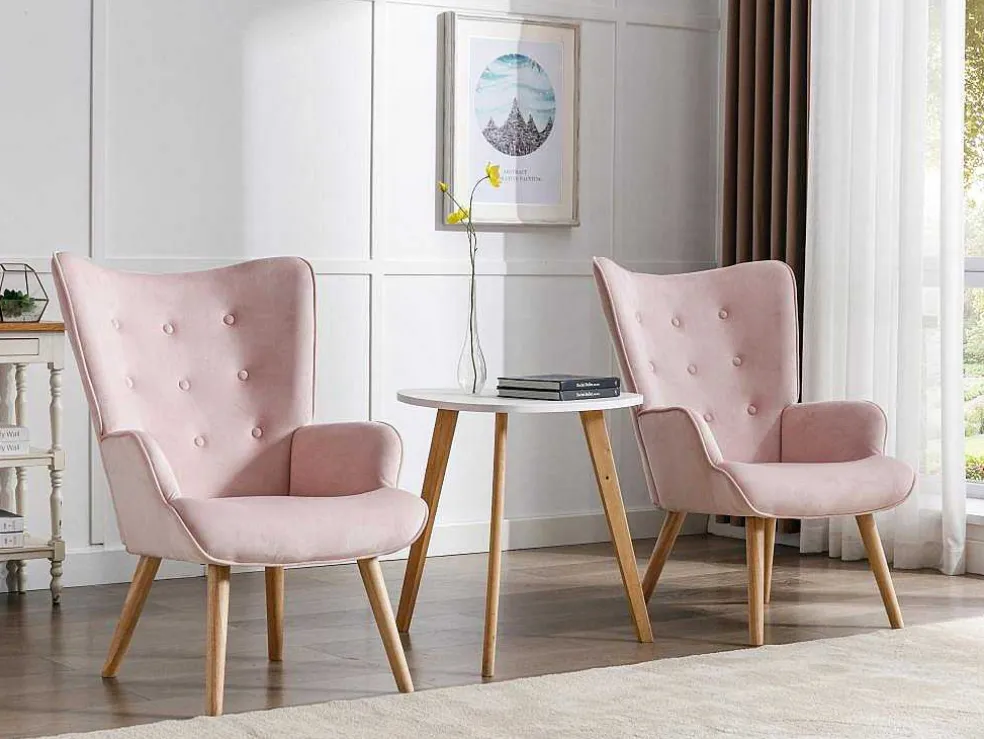 Fauteuil Van Roze Velours Vately