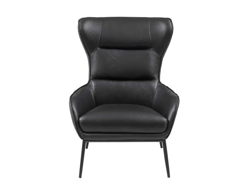 Fauteuil Van Zwart Buffelleder Dinnia