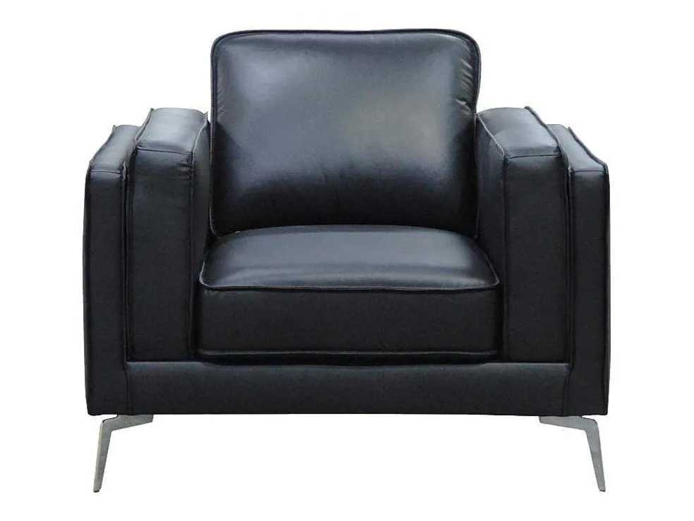 Fauteuil Van Zwart Leer Lecco