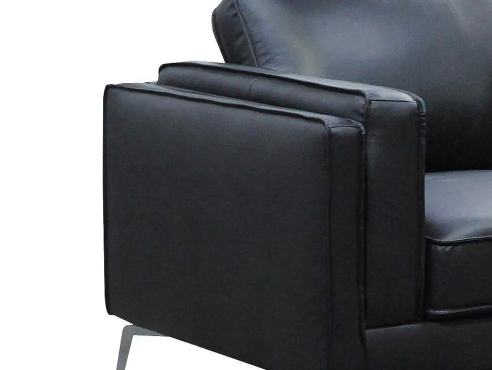 Fauteuil Van Zwart Leer Lecco