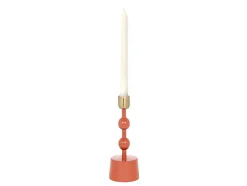 Geemailleerde Aluminium Kandelaar - H.22 Cm - Terracotta - Parina