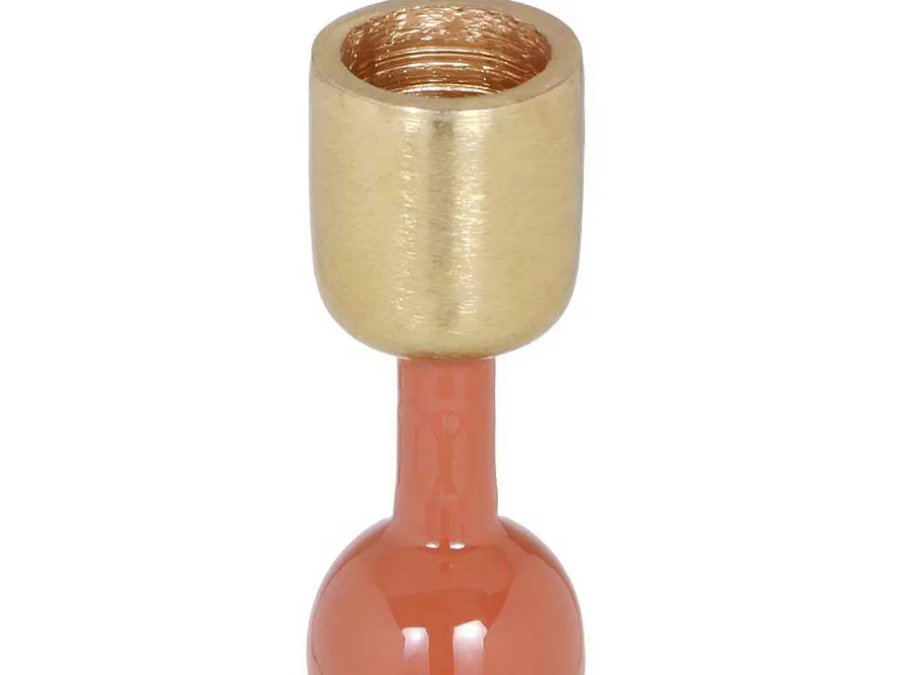 Geemailleerde Aluminium Kandelaar - H.26,5 Cm - Terracotta - Parina