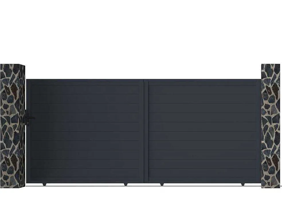 Gemotoriseerde Schuifpoort Van Aluminium Antraciet - L416 X 180 Cm - Nazario