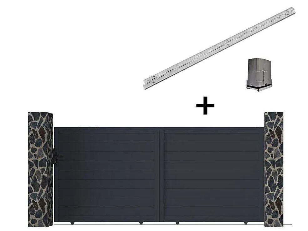 Gemotoriseerde Schuifpoort Van Aluminium Antraciet - L416 X 180 Cm - Nazario