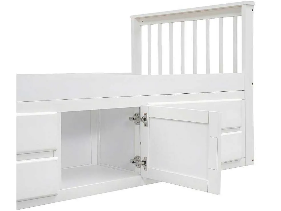 Gesloten Eenpersoonsbed 90X200Cm Met 4 Lades En Een Deur - Wit